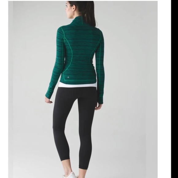 Lululemon Precision Green Cyber Jungle Blue Front Zip Jacket Size 8 - Picture 3 of 11